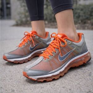 Nike Air Max+ 2009 Women’s 6.5 Gray Orange Running Shoes 354750-002 Air Cushion